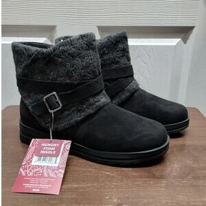 Muk Luks Women's Size 8W Black Natalie Naomi Faux Suede Memory Foam Bootie NWT